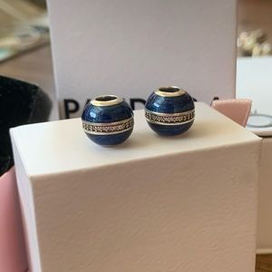 Retired Blue Enamel Swirl charm (set)